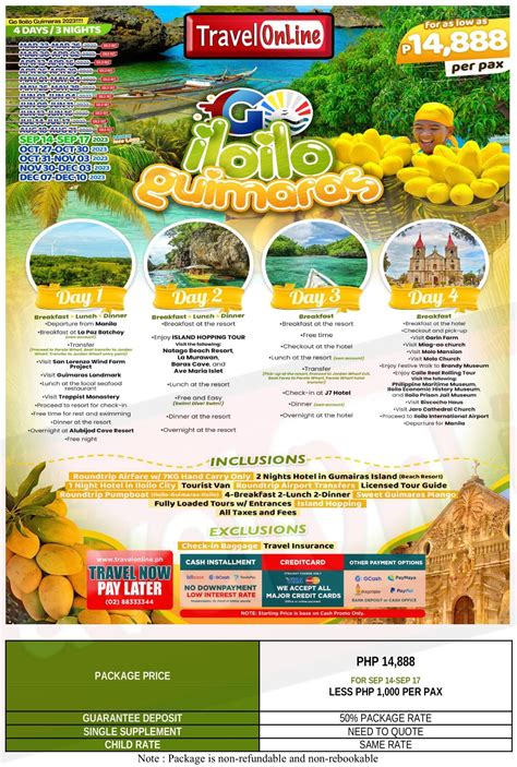 ILOILO GUIMARAS 4 DAYS 3 NIGHTS ALL IN PACKAGES TravelOnline Philippines