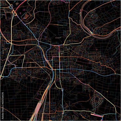 Colorful Map of Ludwigsburg, Baden-Wuerttemberg with all major and ...