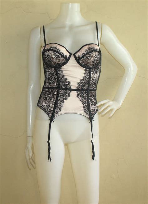 Label Cut Black Lace Inset Nude Beige Bustier Corset Suspender Lingerie Sooo Sexy On Carousell