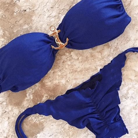 Women S Scrunch Butt Swimwear Beach Brazilian Bikini Set Wrinkled Royal
