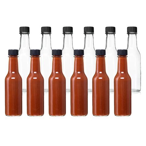 5 Oz Empty Clear Glass Hot Sauce Bottles With Red Caps And Drip Dispensing Tops Buy Glass Hot