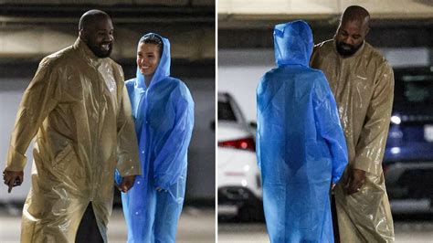 Kanye Wests Wife Bianca Seems Topless Under See Through Raincoat