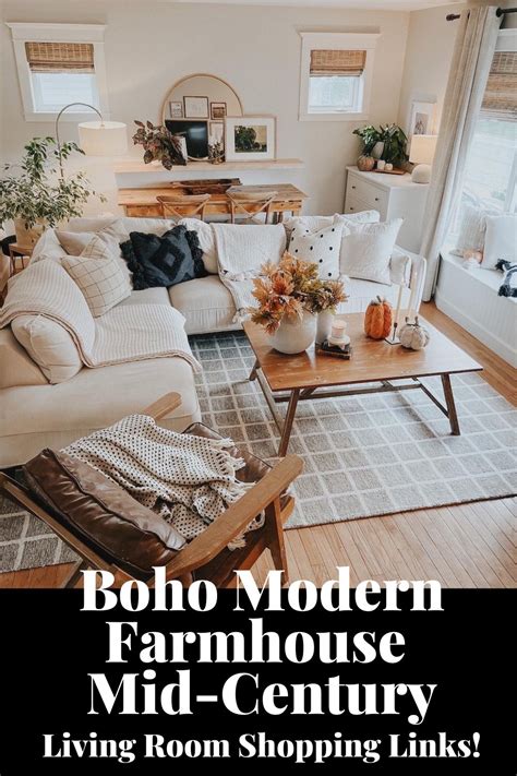 Boho Farmhouse Mid Century Living Room The Beauty Revival