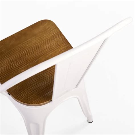 Novahus Pack Sillas Tolix Vintage Asiento Madera Blanco