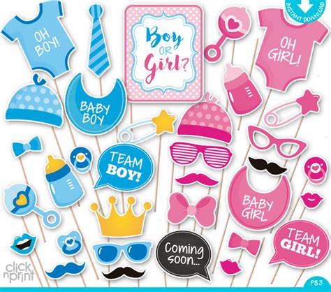 Gender Reveal Baby Shower Print Yourself Photo Booth Props Etsy