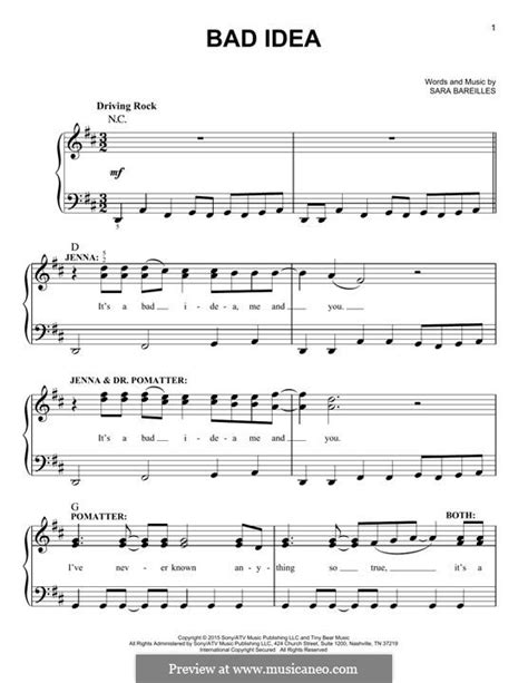 Bad Idea by S. Bareilles - sheet music on MusicaNeo