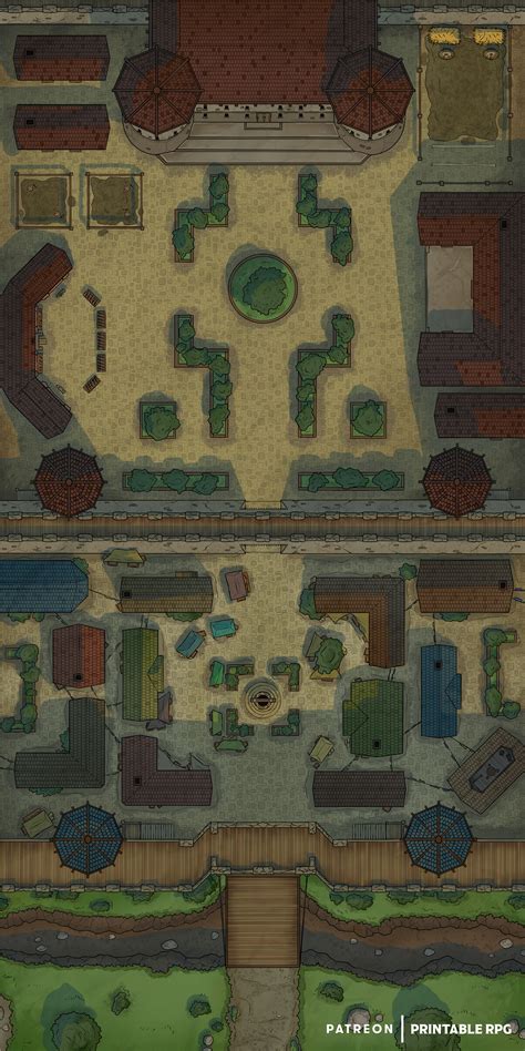 [battlemap][30x60][3500x7000px] Castle City Gates Maps [oc][art] R Dndmaps