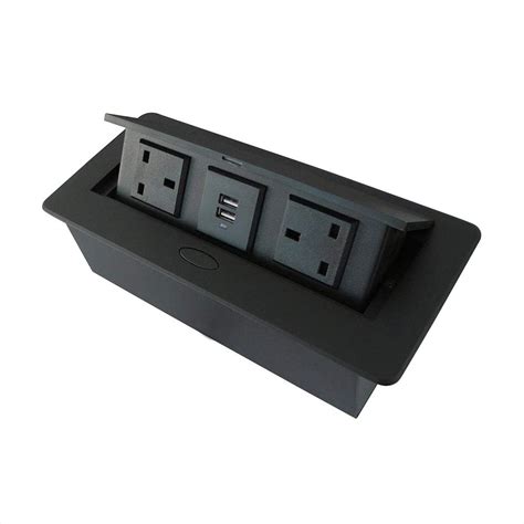 Zeshan Pop Up Sockets With Usb Desk Power With 2 UK Plugs And 2 USB