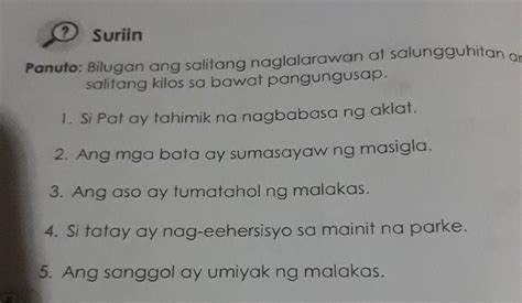 Bilugan Ang Salitang Naglalarawan Sa Bawat Pangungusap Sibawate