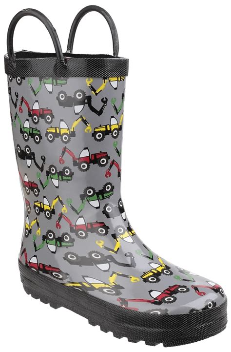 Cotswold Puddle Kids Wellington Boots In Digger Print £2999