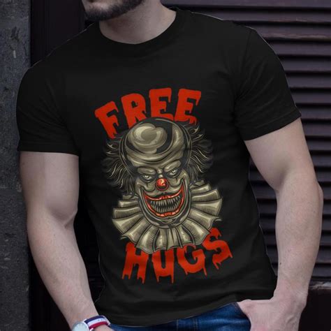 Free Hugs Clown Creepy Evil Killer Halloween Scary Clown Unisex T