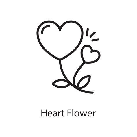 Heart Flower Vector Outline Icon Design Illustration Love Symbol On