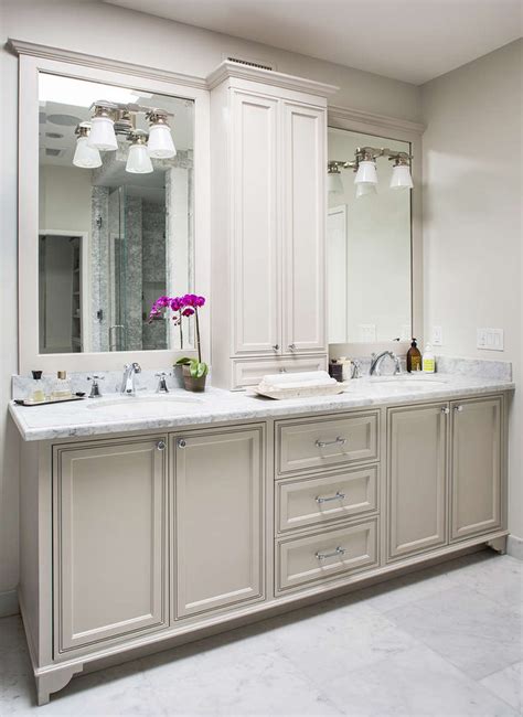 Light Gray Bath Vanity Cabinets Transitional Bathroom