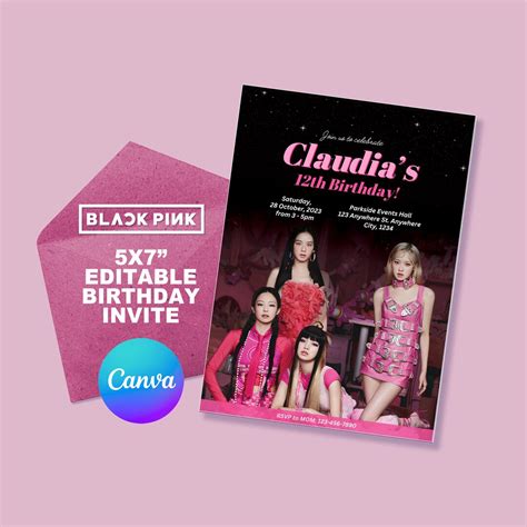 Printable Blackpink Birthday Invitation Digital Kpop Party Invite