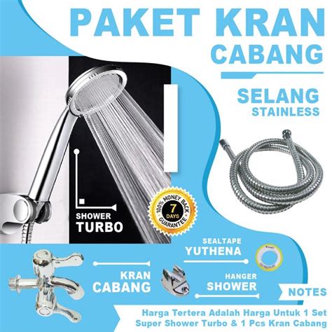 Jual Bundle Kran Cabang Dan Shower Mandi Turbo Jet Hand Shower Di Lapak