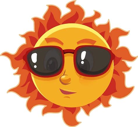 Sun cartoon character wearing sunglasses on white background 1945505 Vector Art at Vecteezy