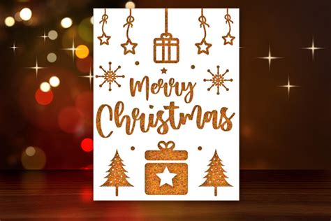 Merry Christmas Card Papercut Template Svg Artbubbles