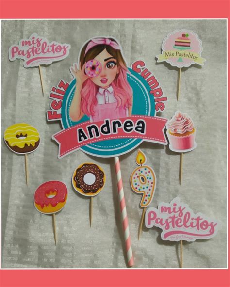 Topper Personalizado Mis Pastelitos Andrea Mis Toppers Tus Toppers