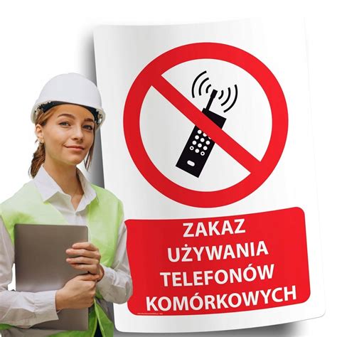 Naklejki BHP znak ostrzegawczy ZAKAZ UŻYWANIA TELEFONÓW KOMÓRKOWYCH