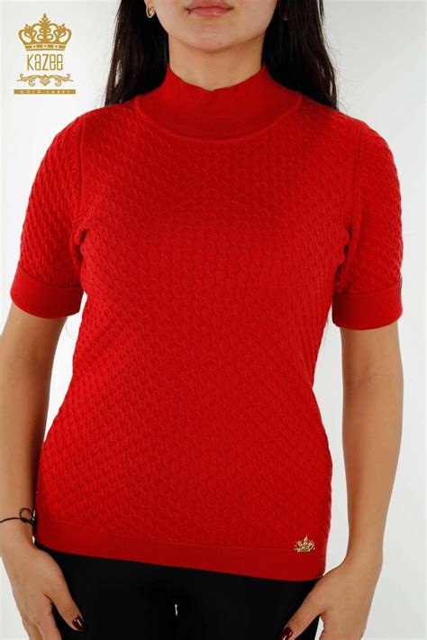 Grossiste Tricot Femme Am Ricain Mod Le Basique Rouge Kazee