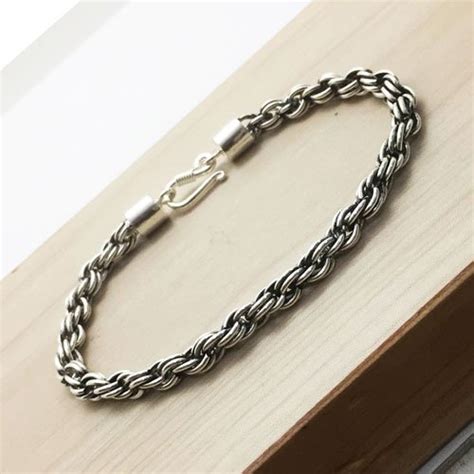 Sterling Silver Twisted Rope Chain Bracelet 5mm Round 20cm Length BC2006