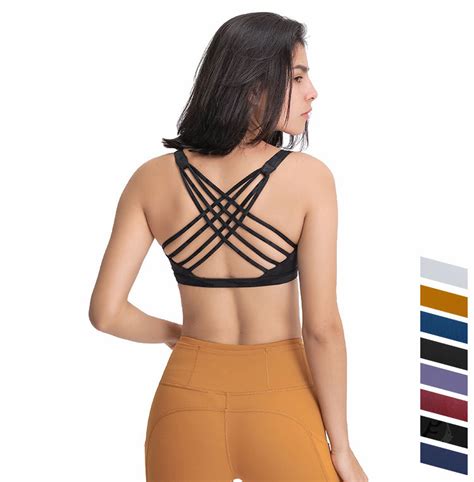 Custom Logo Naked Feel Fabric Yoga Bra Women Sports Workout Gym Pushup Bra China Workout Bra