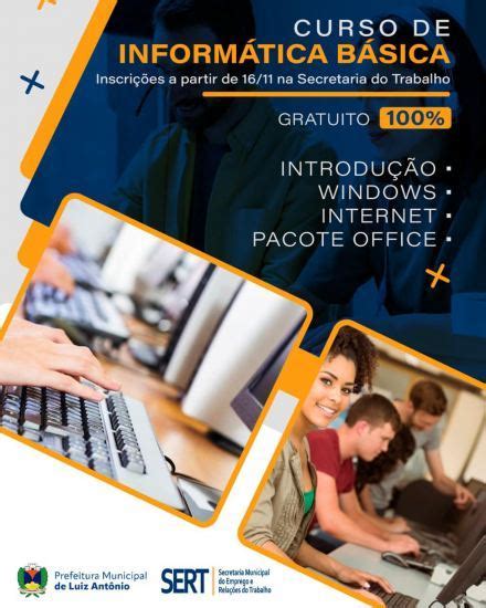 Curso De Inform Tica B Sica Not Cias Prefeitura De Luiz Ant Nio Sp