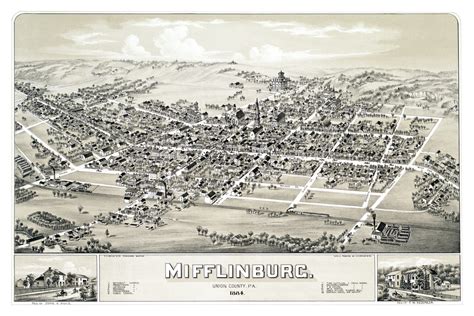 Historic Map Of Mifflinburg Pennsylvania From 1884 By Tm Fowler