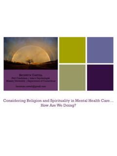 Considering Religion And Spirituality In Mental Health