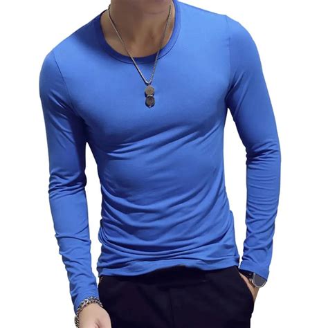 Plus Size Men T Shirt Casual O Neck Long Sleeve Slim Sports Tee Shirts Men Top