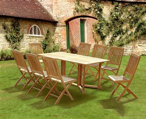 Shelley Gateleg Folding Garden Table And Chairs Set 8 Seater Dining Set