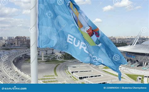 Uefa Flag At The Fifa World Cup Close Up Gazprom Arena Stadium