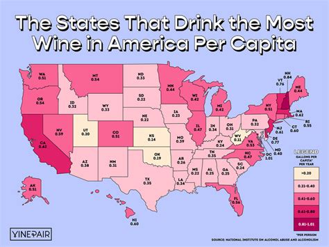 The States That Drink The Most Wine In America Map Vinepair