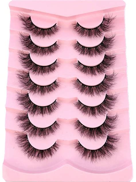 7 Pairs Pack Fluffy Volume False Eyelashes Mink Lashes Cat Eye Look Wispy Long 8d Volume Fake