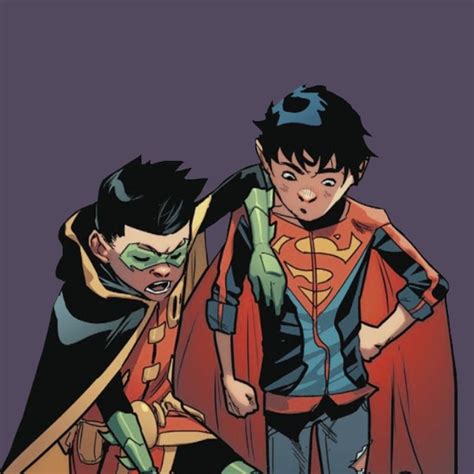 Damian Wayne And Jon Kent Robin And Superboy Jon Kent Superman Damian Wayne Little Man