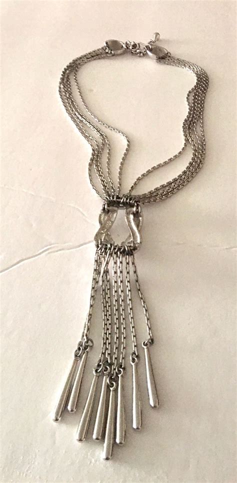 Monet Silver Tone Multi Chains Necklace Gem