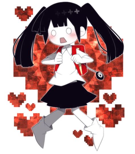 The Big Imageboard Tbib 1girl Backpack Bag Black Hair Blush Heart