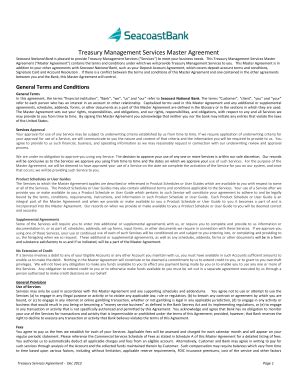 Fillable Online Treasury Management Services Master Agreement