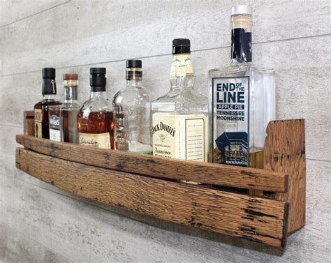 Barrel Stave Shelf Bar Shelf Whiskey Barrel Shelf Bar Decor Bourbon