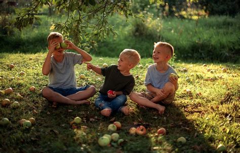 Wallpaper Summer Joy Happiness Nature Children Childhood Apples