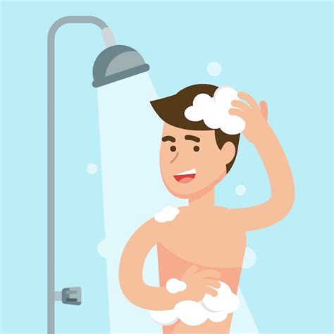 Premium Vector Happy Girl Taking Shower In Bathroom Concept