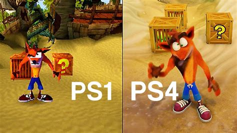 Crash Bandicoot Original PS1 VS Remastered PS4 Gameplay Comparison