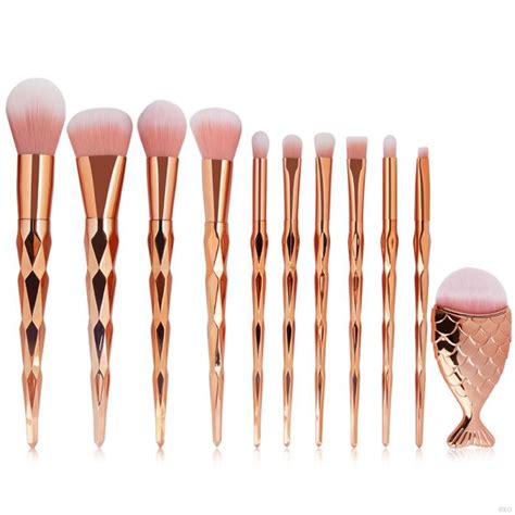 Maange 11pcs Foundation Diamond Rose Gold Makeup Brushes Set Shopee