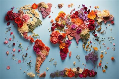 Un Mapa Del Mundo Hecho De Flores Foto Premium