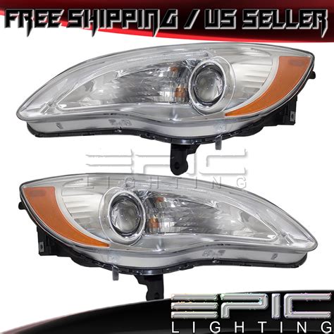 2011 2014 Chrysler 200 Chrome Bezel Headlights Headlamps Left Right Pair Ebay