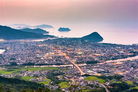 Hagi, Yamaguchi, Japan Town Skyline Stock Photo - Image of evening, dusk: 153102916