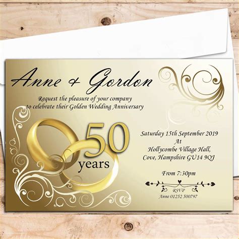 50th Wedding Anniversary Invitations Templates Free Download Of 10 Personalised Gold Rings 50th ...