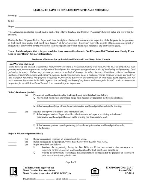 Nc Lead Based Paint Disclosure Form Pdf Fill Out Sign Online Dochub