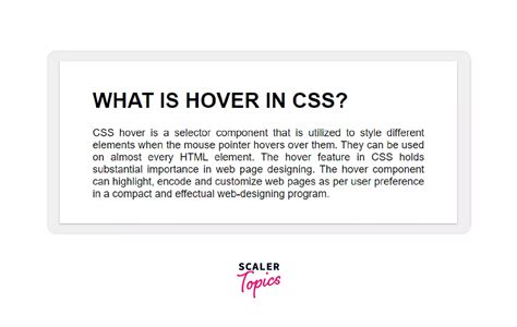 What Is The Hover Selector In CSS Scaler Topics