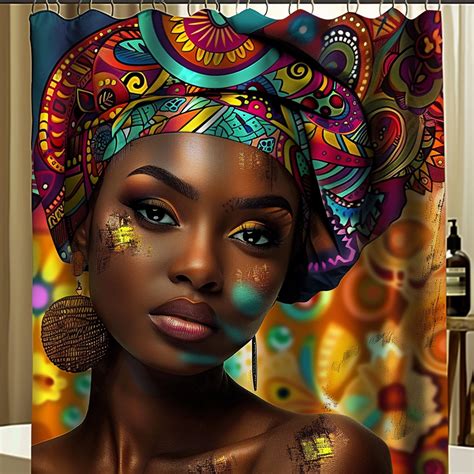 Vibrant African American Woman Shower Curtain A Stunning Afrocentric Design Featuring A